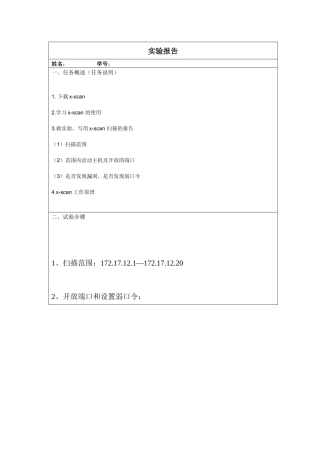 网络安全试验一X-scan的安装和基本用法)