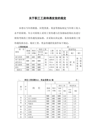 工资待遇规定