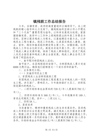 镇残联工作总结报告