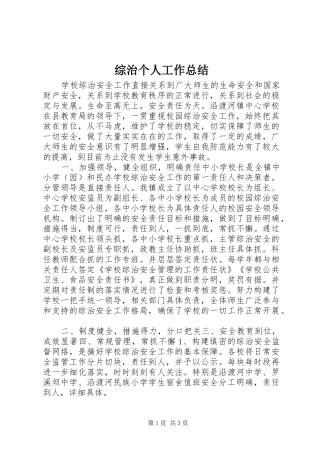 综治个人工作总结