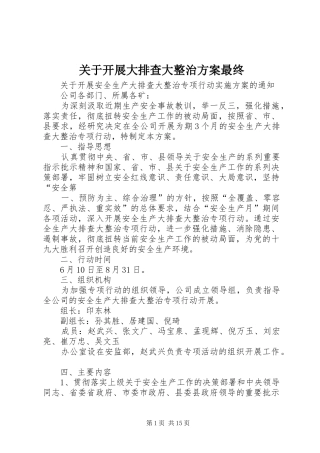 关于开展大排查大整治实施方案最终
