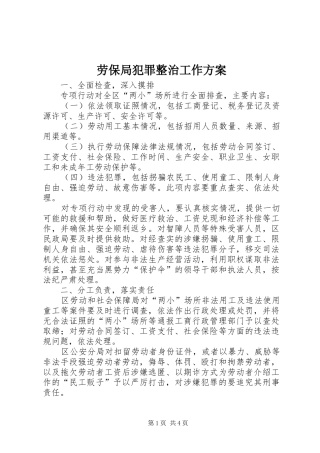 劳保局犯罪整治工作方案