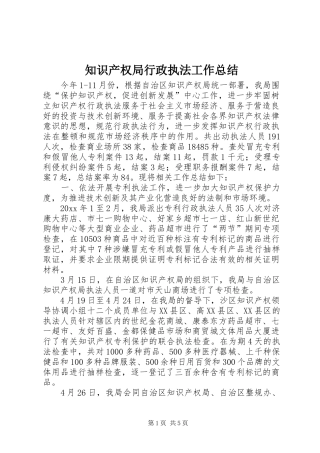 知识产权局行政执法工作总结