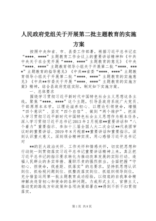 人民政府党组关于开展第二批主题教育的实施方案