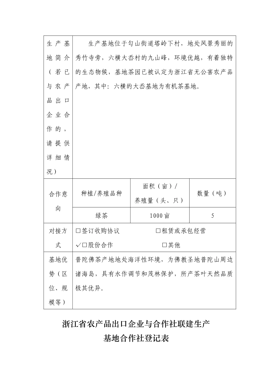 某省农产品出口企业与合作社联建生产登记表_第3页