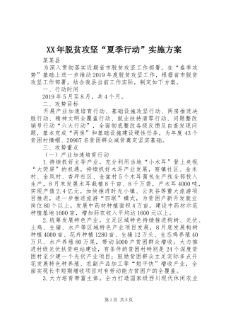 XX年脱贫攻坚“夏季行动”方案