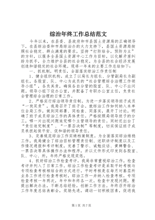 综治年终工作总结范文