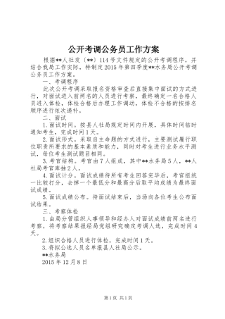 公开考调公务员工作实施方案