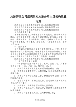 旅游开发公司组织架构旅游公司人员机构设置实施方案