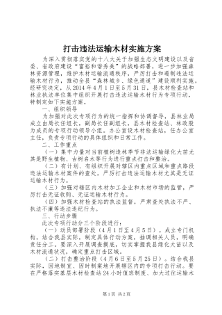 打击违法运输木材方案