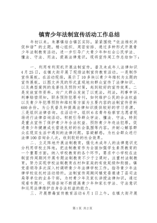 镇青少年法制宣传活动工作总结