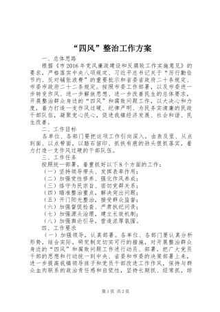 “四风”整治工作实施方案