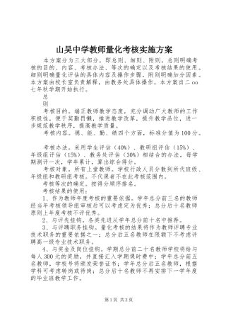山吴中学教师量化考核实施方案