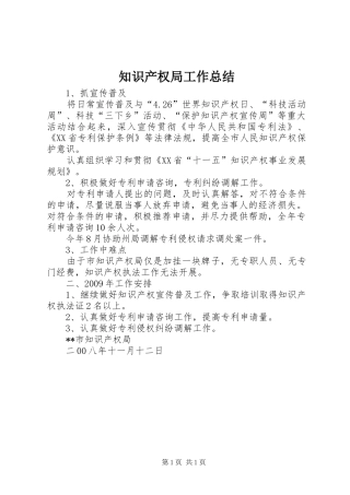 知识产权局工作总结