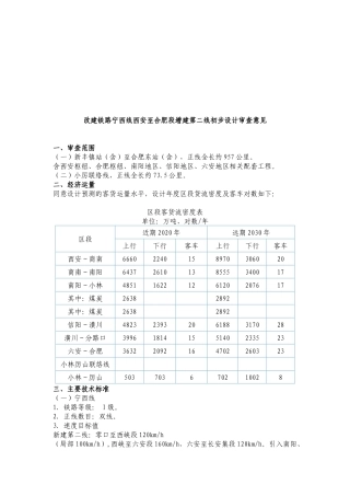 改建铁路初步设计审查意见