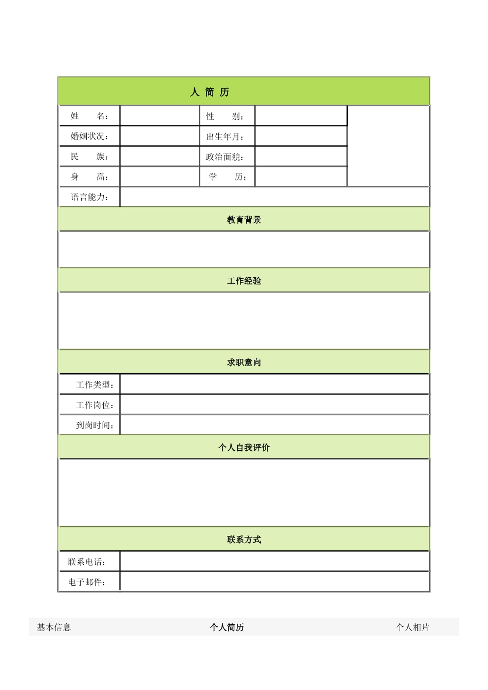 个人简历封面及模板大全_第1页