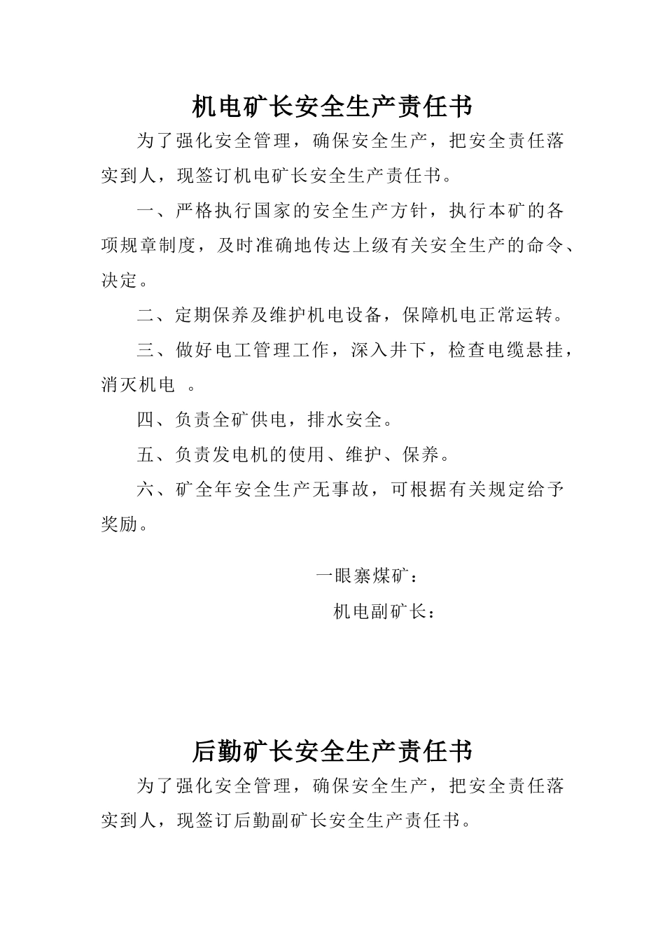 金竹煤矿安全生产责任书_第3页