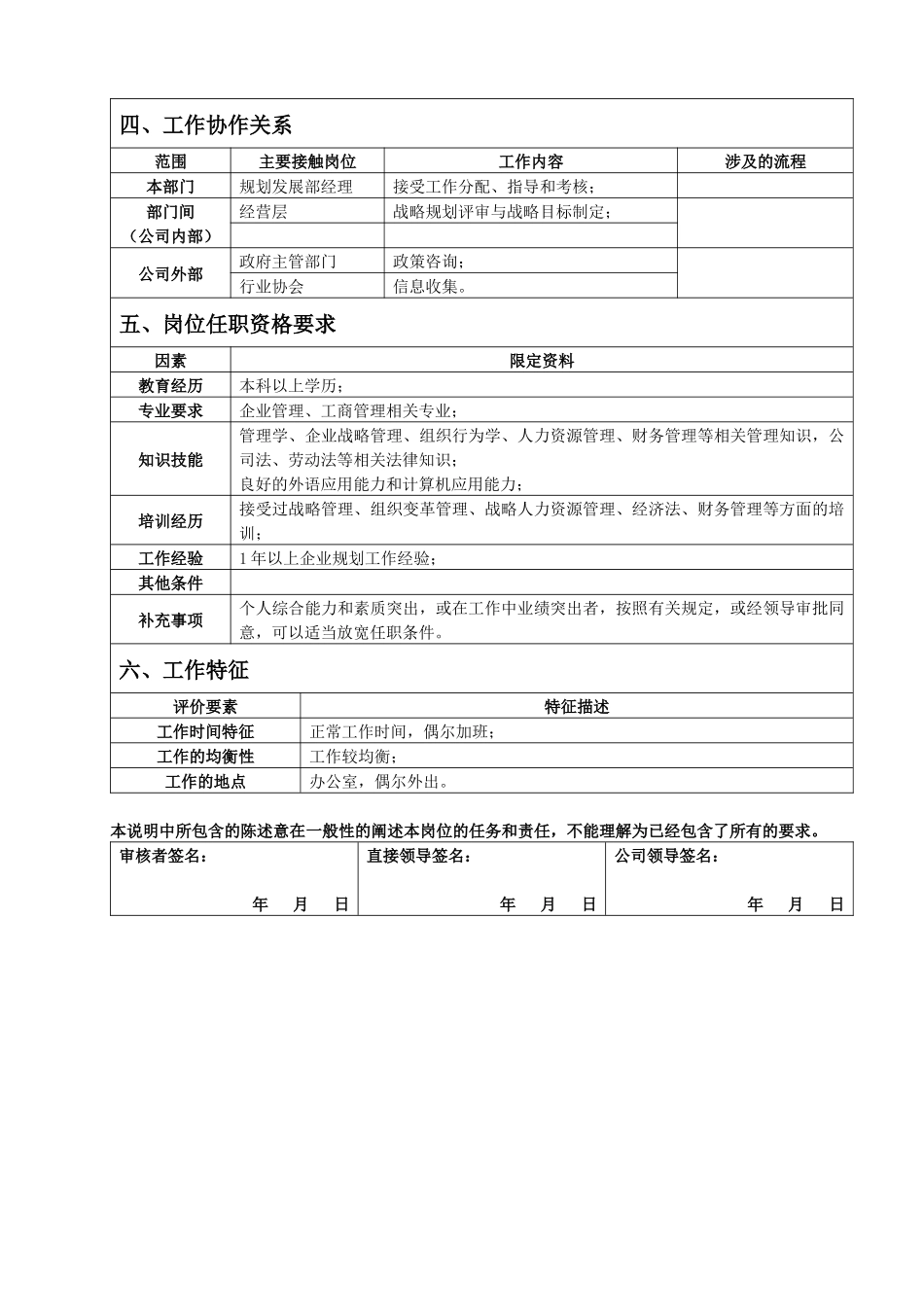 规划专员岗位说明书_第2页