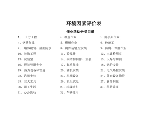 环境因素评价表