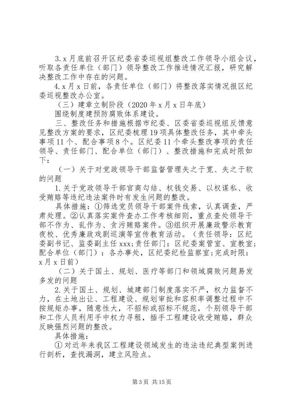 XX年省委巡视组反馈意见整改落实实施方案_第3页