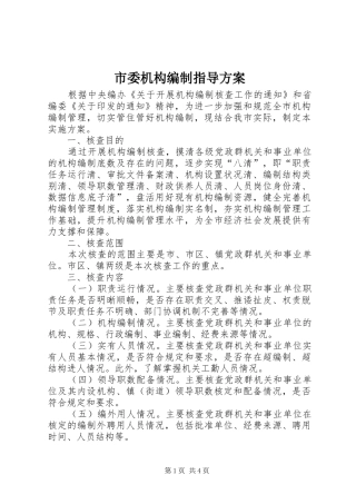 市委机构编制指导实施方案