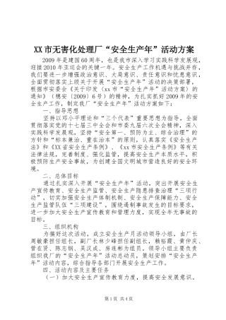 XX市无害化处理厂“安全生产年”活动实施方案