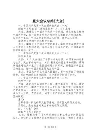 重大会议总结[大全]