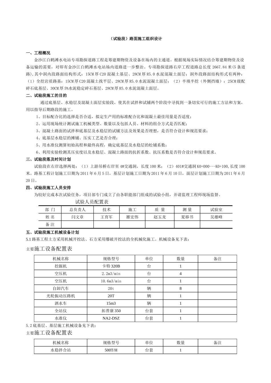 混凝土路面试验段施工组织设计(16页)_第1页