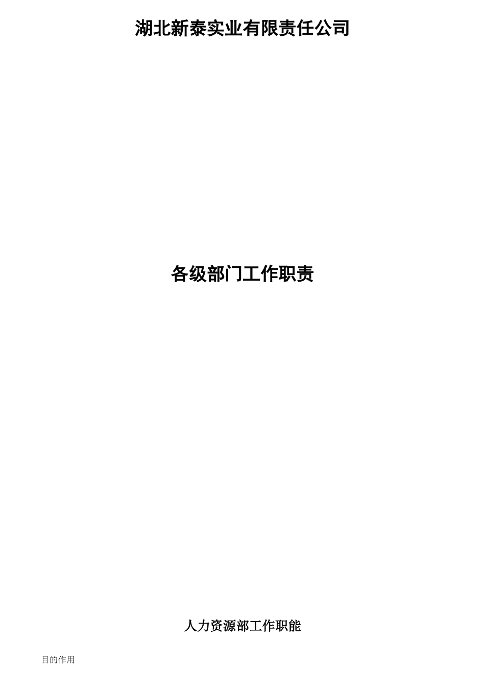 湖北某实业公司各部门岗位职责_第1页