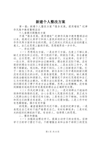 新建个人整改实施方案