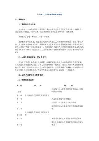 公共部门人力资源管理课程说明