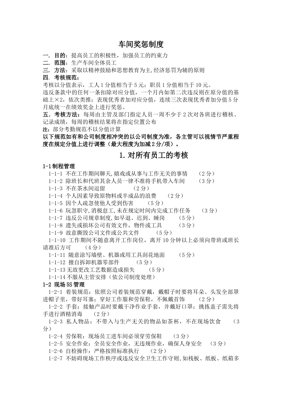车间奖惩制度(5页)_第1页