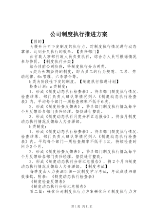 公司制度执行推进实施方案