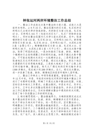 钟张运河两岸环境整治工作总结