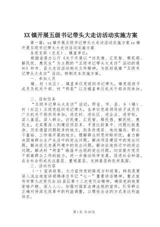 XX镇开展五级书记带头大走访活动方案