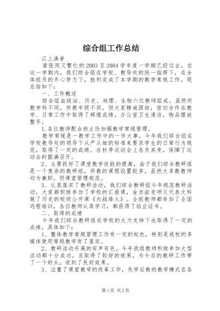 综合组工作总结