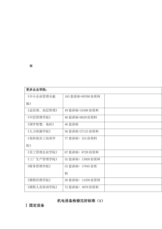 机电设备检修完好标准论述