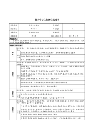 技术中心主任岗位说明书2