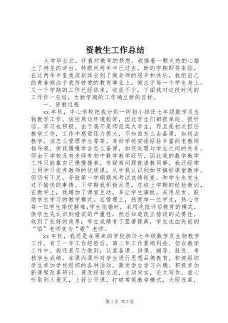 资教生工作总结