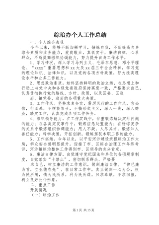 综治办个人工作总结