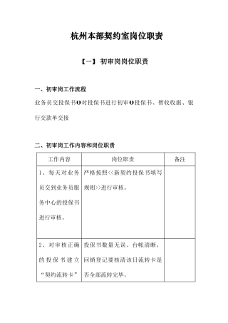 杭州本部契约室岗位职责