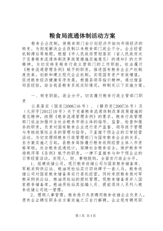 粮食局流通体制活动实施方案
