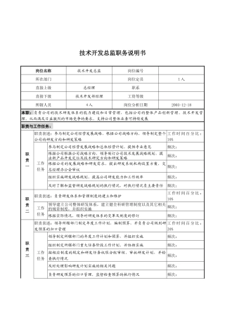 湖北新丰化纤公司技术开发总监职务说明书
