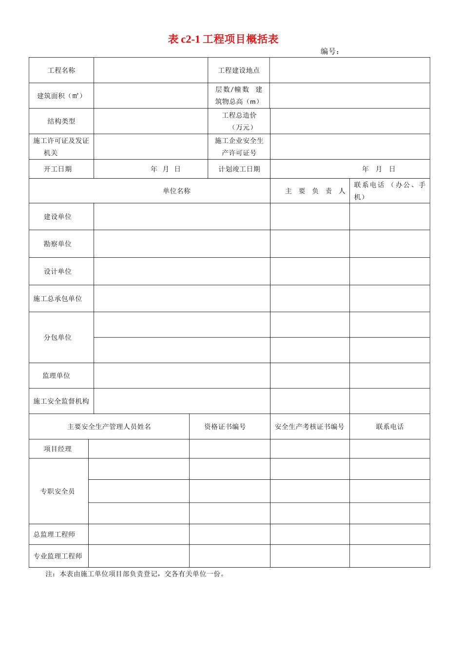 某某建筑施工安全技术范本管理标准表格_第1页
