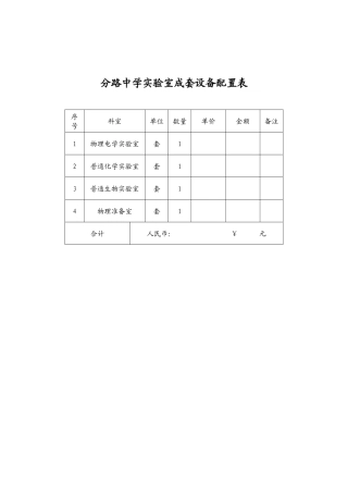 分路中学实验室配置单-理化生实验室成套设备配置清单