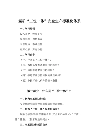 煤矿三位_体安全生产标准化体系