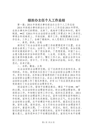 综治办主任个人工作总结