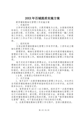 XX年百城提质方案 ()