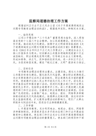 监察局道德治理工作实施方案
