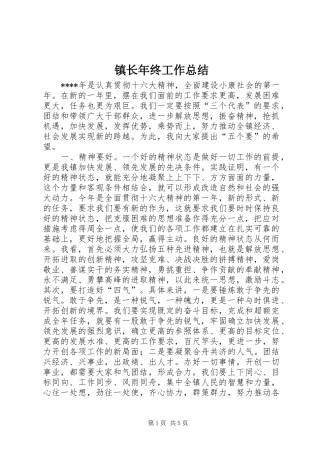 镇长年终工作总结